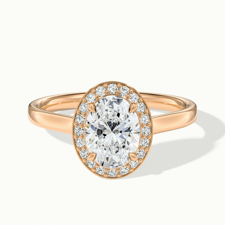 Kyra 3 Carat Oval Cut Halo Moissanite Diamond Ring in 10k Rose Gold
