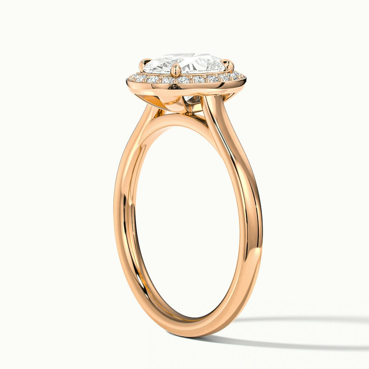 Kyra 3 Carat Oval Cut Halo Moissanite Diamond Ring in 10k Rose Gold