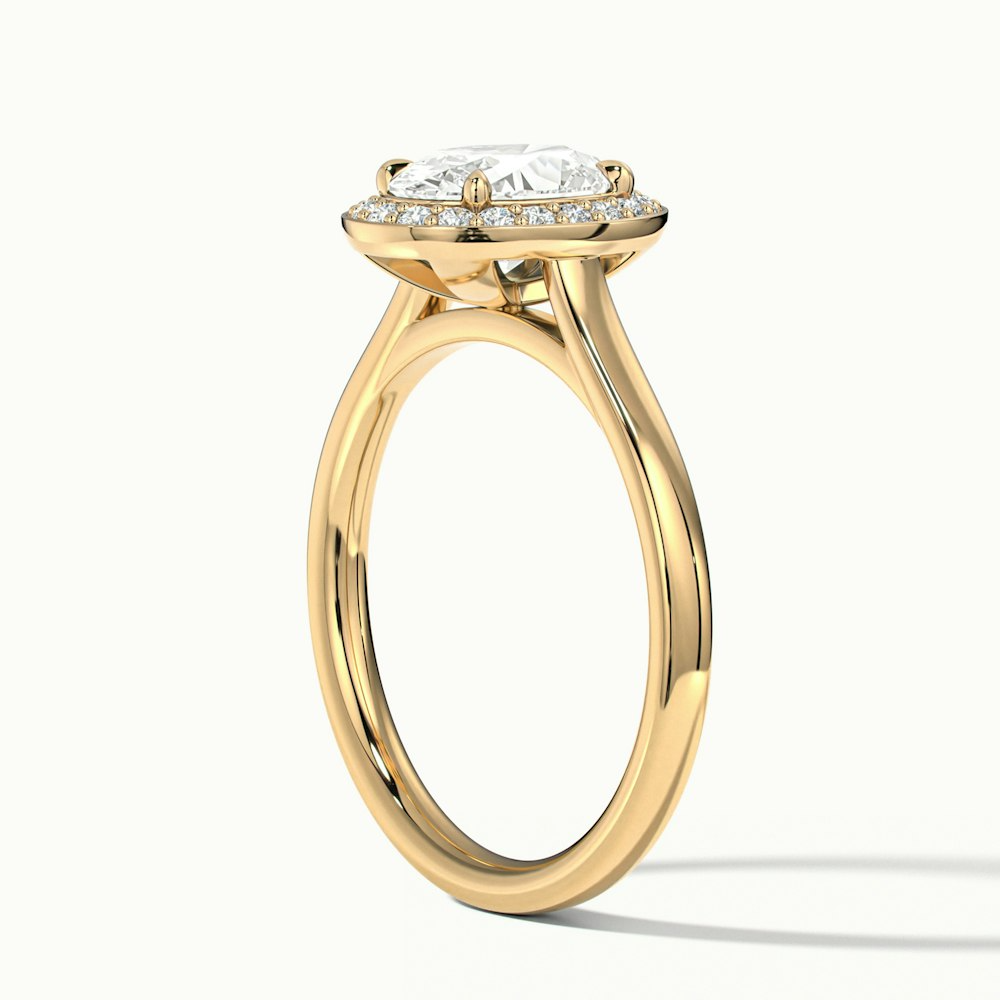 Carol 1 Carat Oval Cut Halo Lab Grown Engagement Ring in 14k Yellow Gold