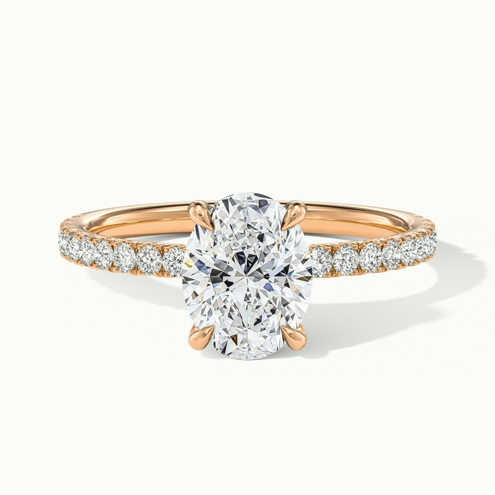 Chase 4 Carat Oval Hidden Halo Lab Grown Engagement Ring in 14k Rose Gold