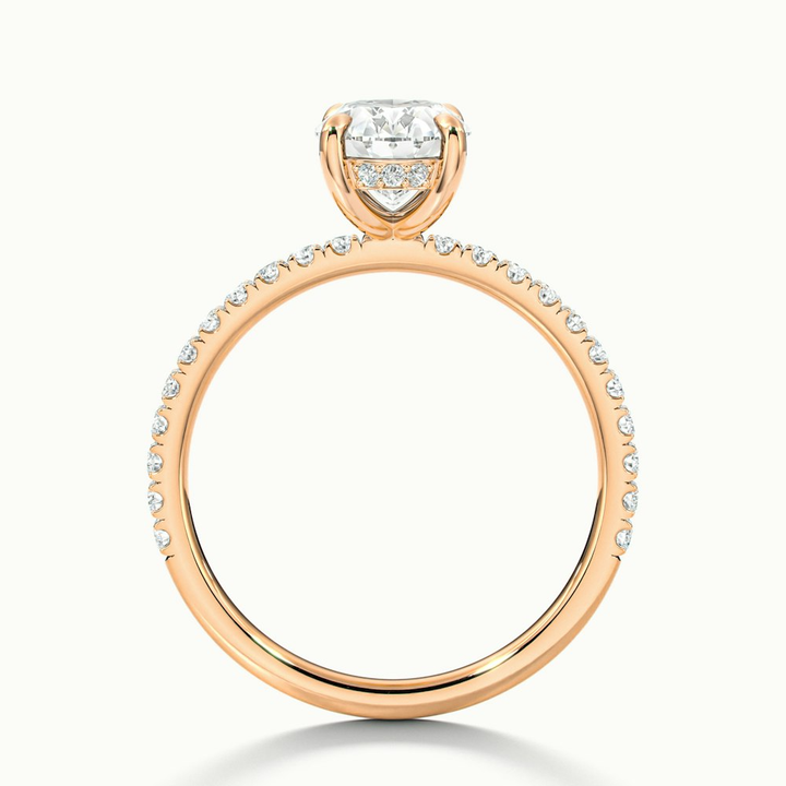 Eliza 3.5 Carat Oval Hidden Halo Moissanite Diamond Ring in 10k Rose Gold