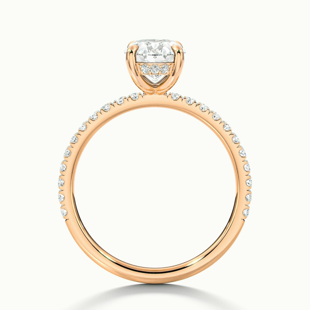 Eliza 3 Carat Oval Hidden Halo Moissanite Diamond Ring in 10k Rose Gold