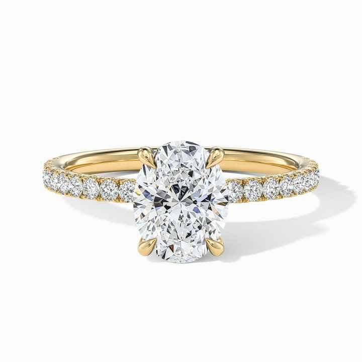 Chase 1 Carat Oval Hidden Halo Lab Grown Engagement Ring in 14k Yellow Gold