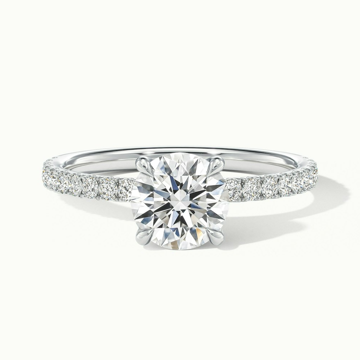 Claire 2 Carat Round Hidden Halo Scallop Lab Grown Engagement Ring in 14k White Gold
