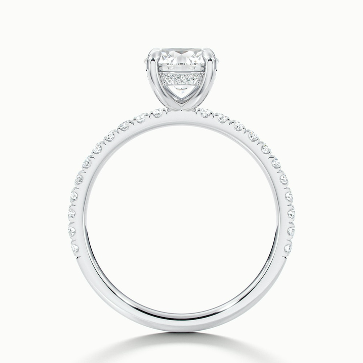 Nora 5 Carat Round Hidden Halo Scallop Moissanite Diamond Ring in 10k White Gold