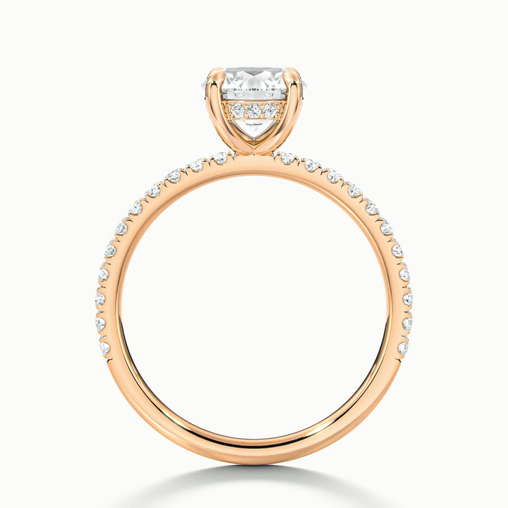 Claire 3 Carat Round Hidden Halo Scallop Lab Grown Engagement Ring in 10k Rose Gold