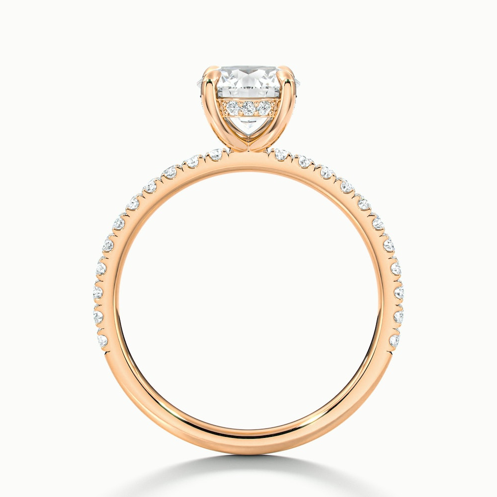 Nora 3 Carat Round Hidden Halo Scallop Moissanite Diamond Ring in 18k Rose Gold