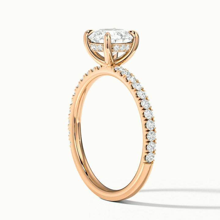 Nora 3 Carat Round Hidden Halo Scallop Moissanite Diamond Ring in 10k Rose Gold