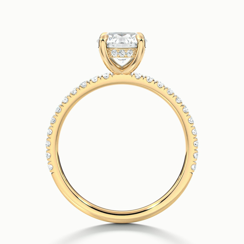Claire 3 Carat Round Hidden Halo Scallop Lab Grown Engagement Ring in 10k Yellow Gold