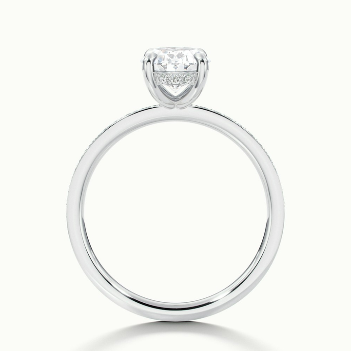 Cora 1 Carat Oval Hidden Halo Scallop Lab Grown Engagement Ring in 18k White Gold