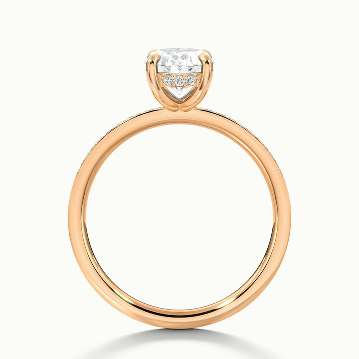 Kara 4 Carat Oval Hidden Halo Scallop Moissanite Diamond Ring in 14k Rose Gold