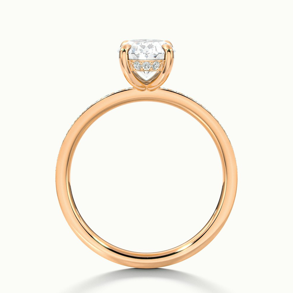 Cora 5 Carat Oval Hidden Halo Scallop Lab Grown Engagement Ring in 18k Rose Gold