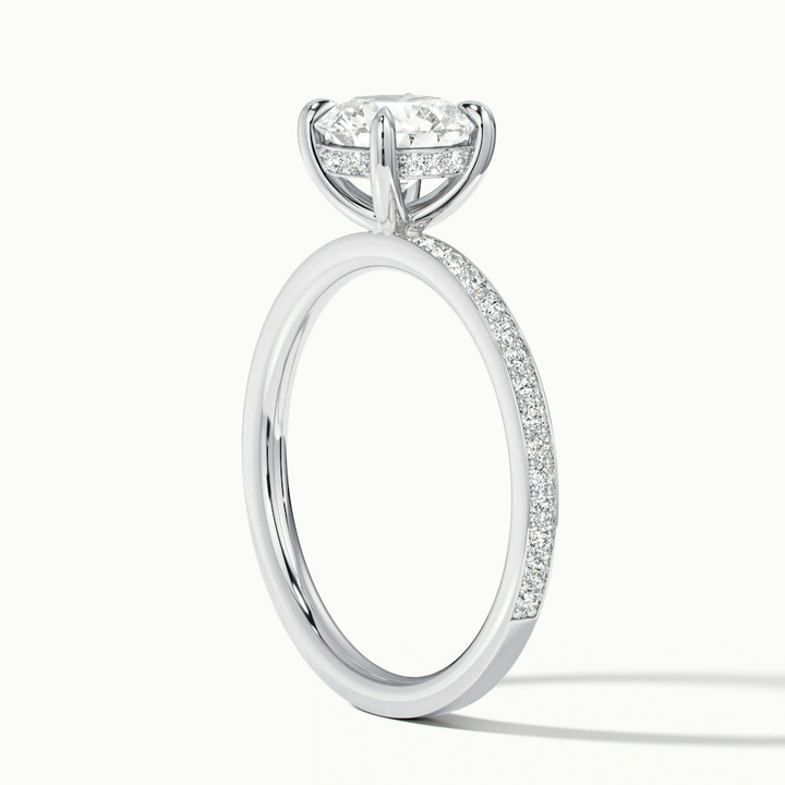 Cris 1 Carat Round Hidden Halo Pave Lab Grown Engagement Ring in 10k White Gold