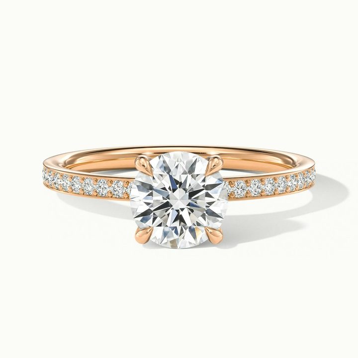 Julia 2 Carat Round Hidden Halo Pave Moissanite Diamond Ring in 10k Rose Gold