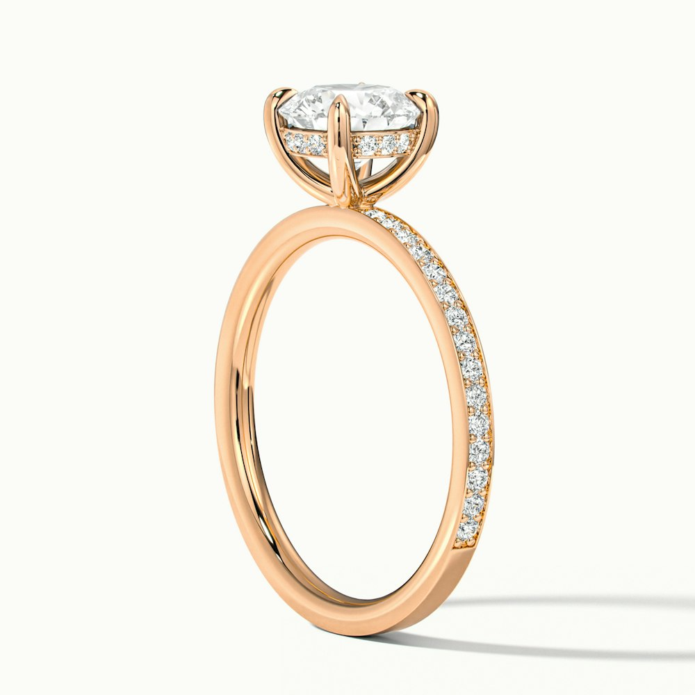 Cris 1 Carat Round Hidden Halo Pave Lab Grown Engagement Ring in 10k Rose Gold