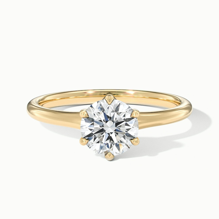 Gina 2 Carat Round Solitaire Lab Grown Engagement Ring in 14k Yellow Gold