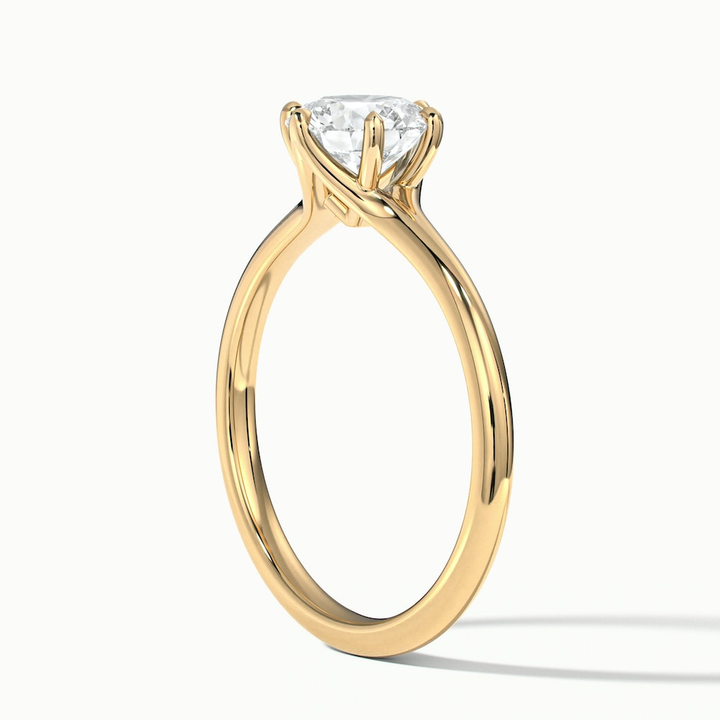 June 1 Carat Round Solitaire Moissanite Diamond Ring in 10k Yellow Gold