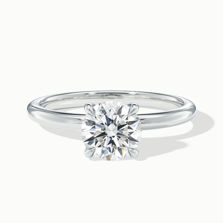 Jany 3 Carat Round Cut Solitaire Moissanite Diamond Ring in 10k White Gold