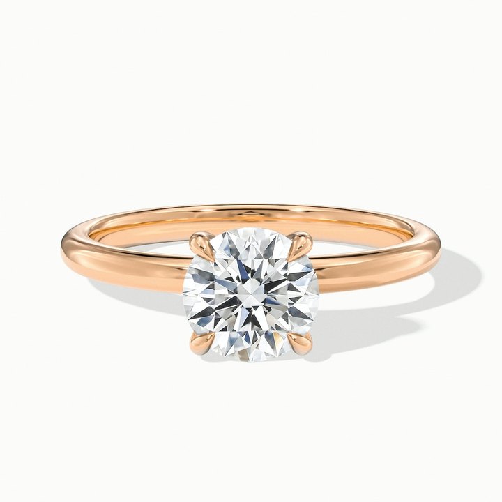 Grace 3 Carat Round Cut Solitaire Lab Grown Engagement Ring in 10k Rose Gold