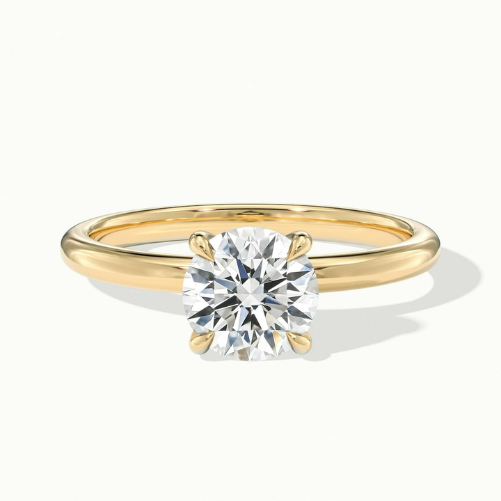Grace 1 Carat Round Cut Solitaire Lab Grown Engagement Ring in 10k Yellow Gold