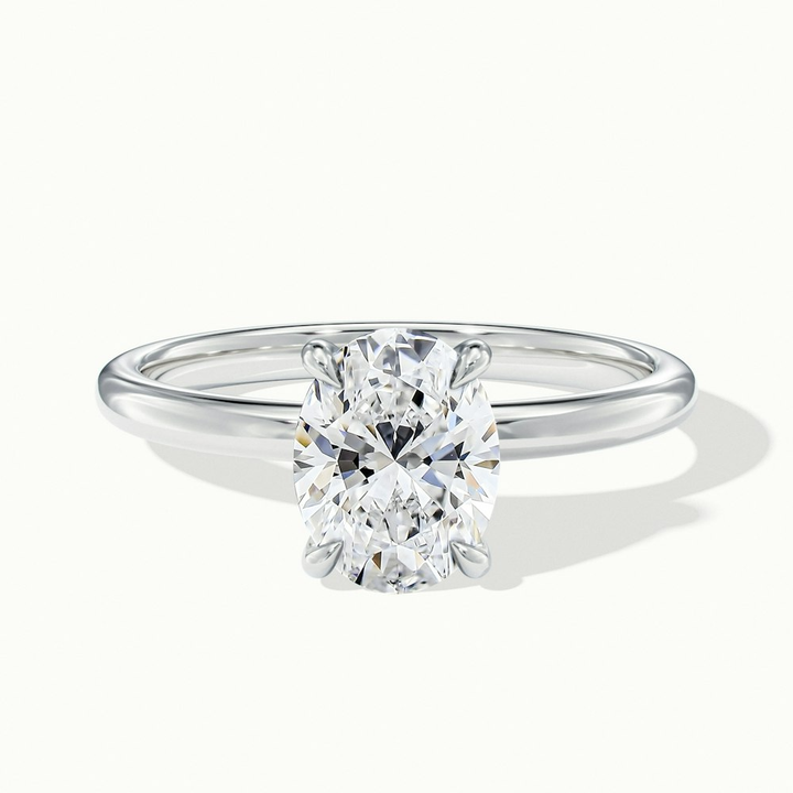 Jade 5 Carat Oval Cut Solitaire Moissanite Diamond Ring in 18k White Gold