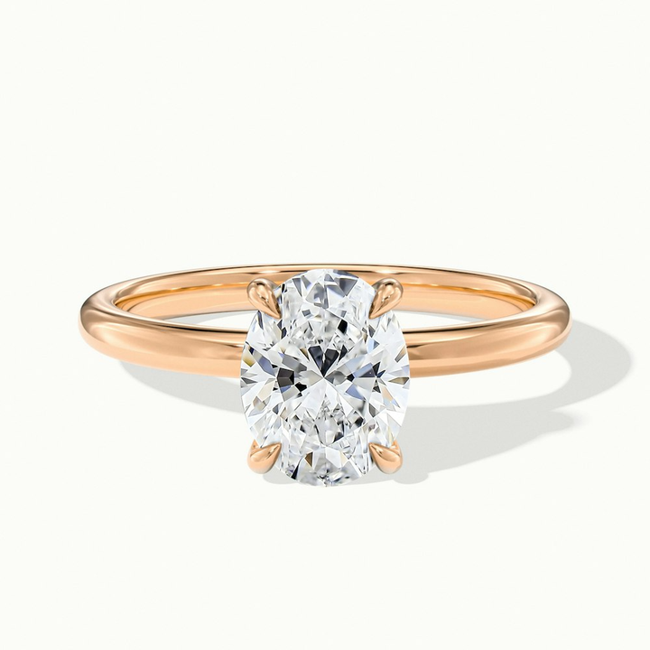 Hailey 4 Carat Oval Cut Solitaire Lab Grown Engagement Ring in 14k Rose Gold
