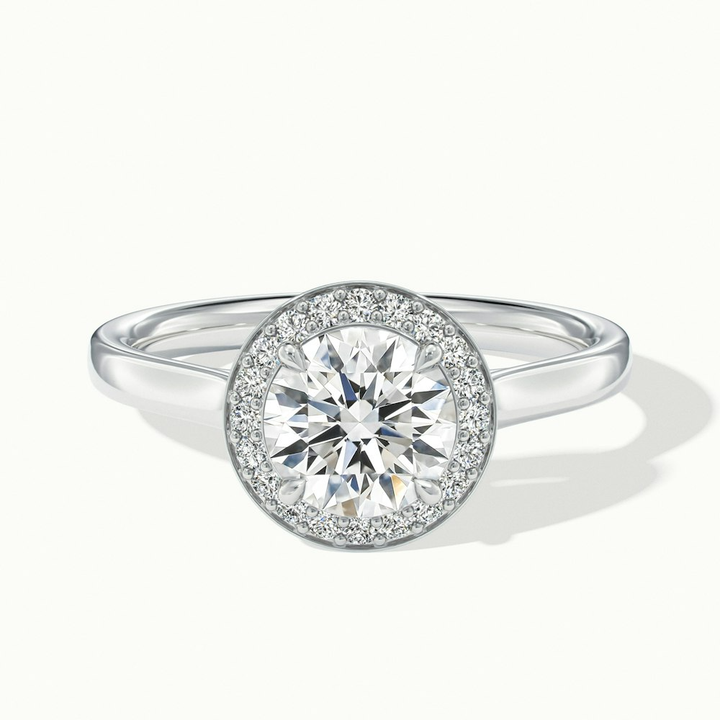 Iva 1 Carat Round Halo Moissanite Diamond Ring in Platinum