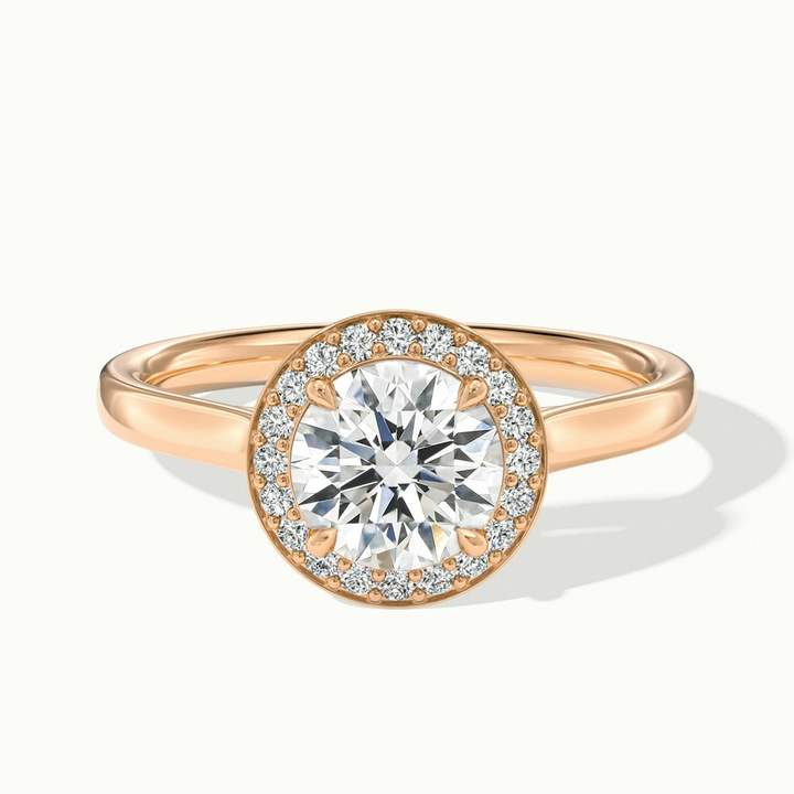Iva 3 Carat Round Halo Moissanite Diamond Ring in 10k Rose Gold