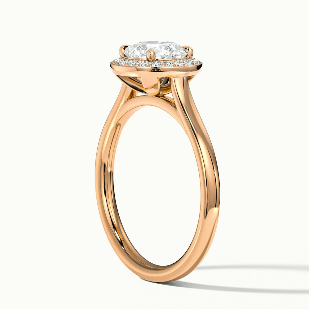 Iva 3 Carat Round Halo Moissanite Diamond Ring in 10k Rose Gold