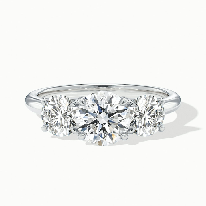 Iara 1 Carat Round Three Stone Lab Grown Engagement Ring in 10k White Gold