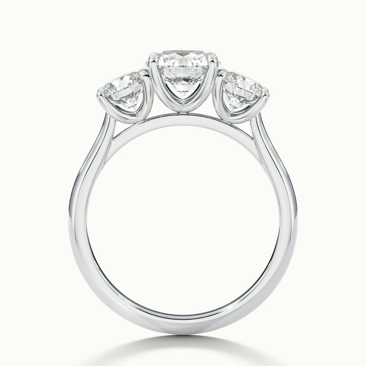 Iara 2 Carat Round Three Stone Lab Grown Engagement Ring in 10k White Gold