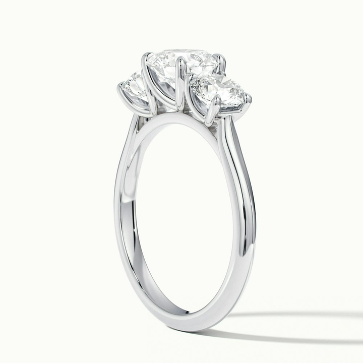Iara 2 Carat Round Three Stone Lab Grown Engagement Ring in 14k White Gold