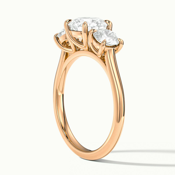 Hana 5 Carat Round Three Stone Moissanite Diamond Ring in 18k Rose Gold