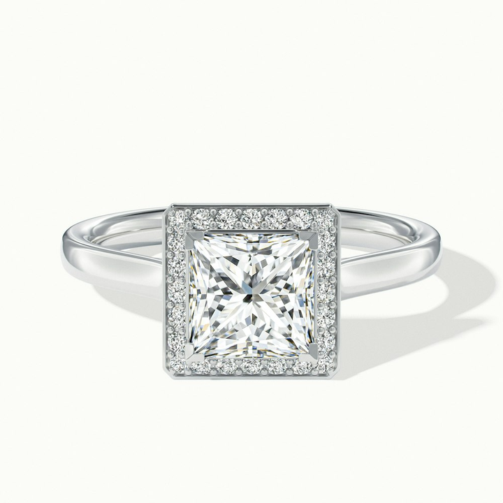 Fiona 3 Carat Princess Cut Halo Pave Moissanite Diamond Ring in 10k White Gold