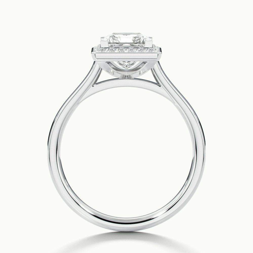 Fiona 1.5 Carat Princess Cut Halo Pave Moissanite Diamond Ring in 18k White Gold