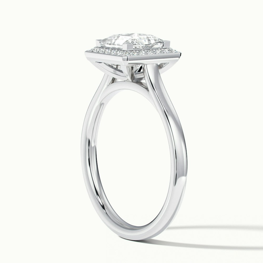Fiona 1.5 Carat Princess Cut Halo Pave Moissanite Diamond Ring in 18k White Gold