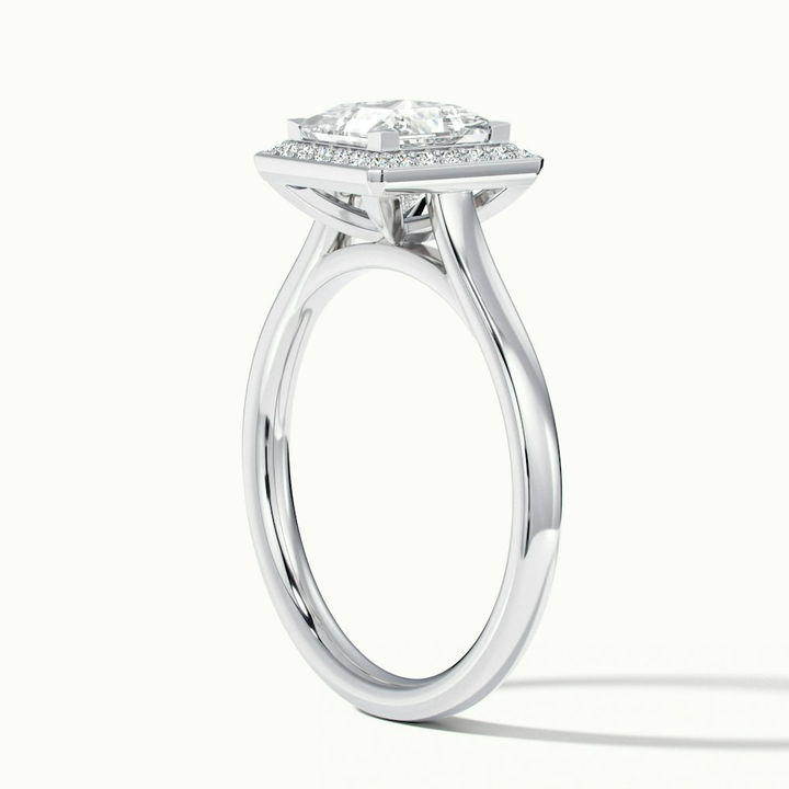 Fiona 1 Carat Princess Cut Halo Pave Moissanite Diamond Ring in 14k White Gold