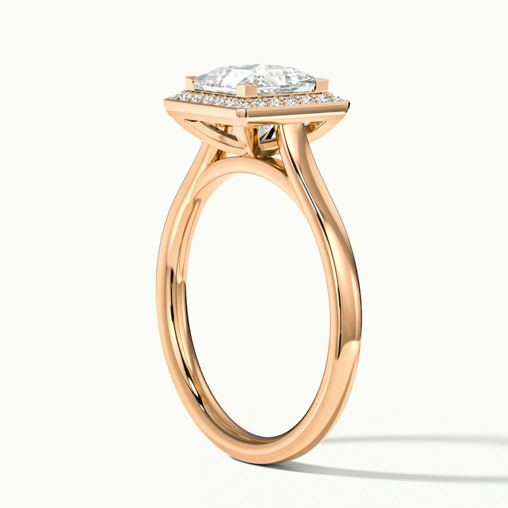 Fiona 3 Carat Princess Cut Halo Pave Moissanite Diamond Ring in 10k Rose Gold
