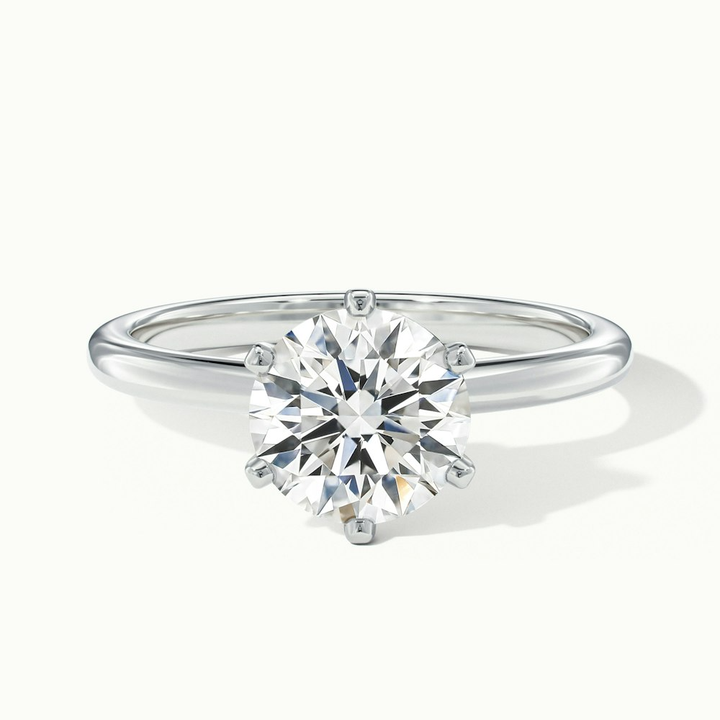 Emma 2 Carat Round Solitaire Lab Grown Engagement Ring in 14k White Gold