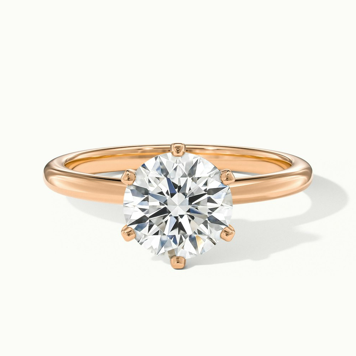 Flora 3 Carat Round Solitaire Moissanite Diamond Ring in 10k Rose Gold