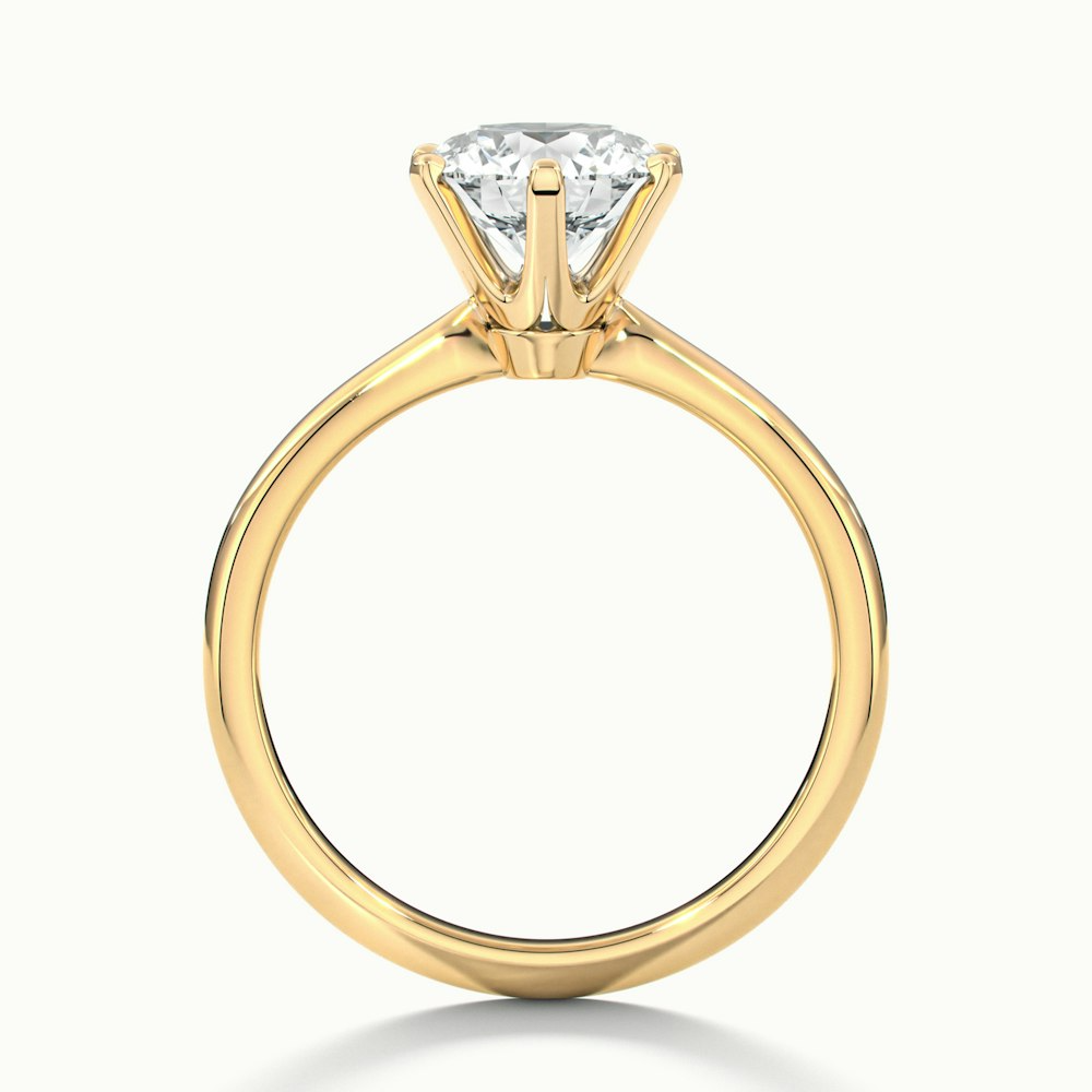 Flora 2 Carat Round Solitaire Moissanite Diamond Ring in 14k Yellow Gold