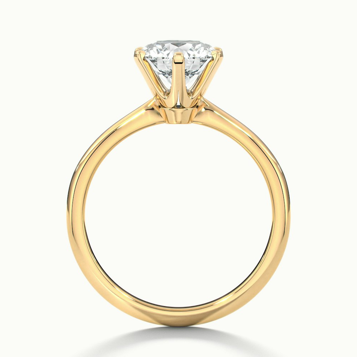 Flora 2 Carat Round Solitaire Moissanite Diamond Ring in 14k Yellow Gold