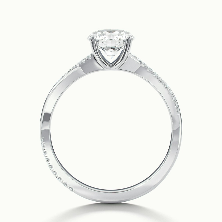 Elle 2 Carat Round Cut Solitaire Scallop Lab Grown Engagement Ring in 14k White Gold