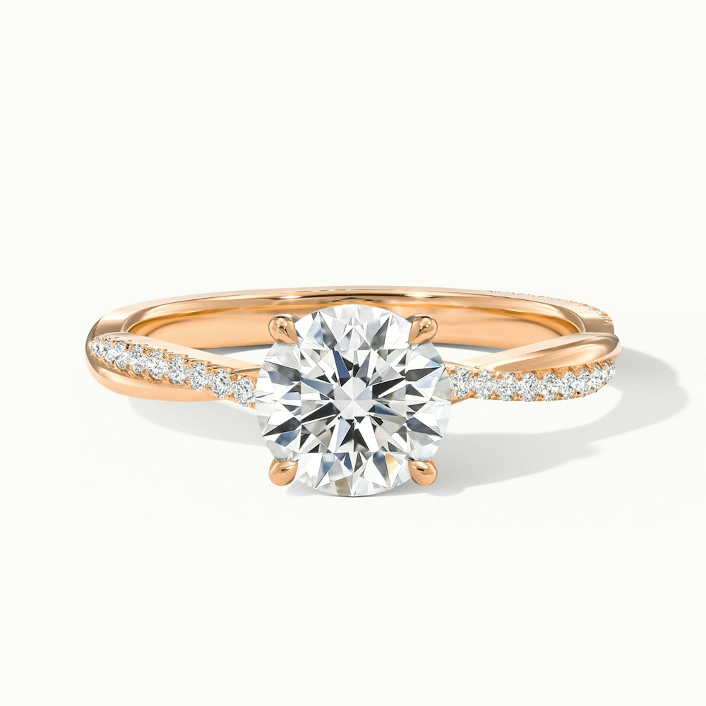 Amy 1.5 Carat Round Cut Solitaire Scallop Moissanite Diamond Ring in 10k Rose Gold