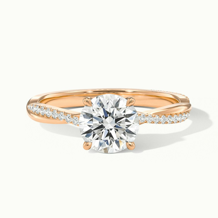 Amy 3 Carat Round Cut Solitaire Scallop Moissanite Diamond Ring in 10k Rose Gold