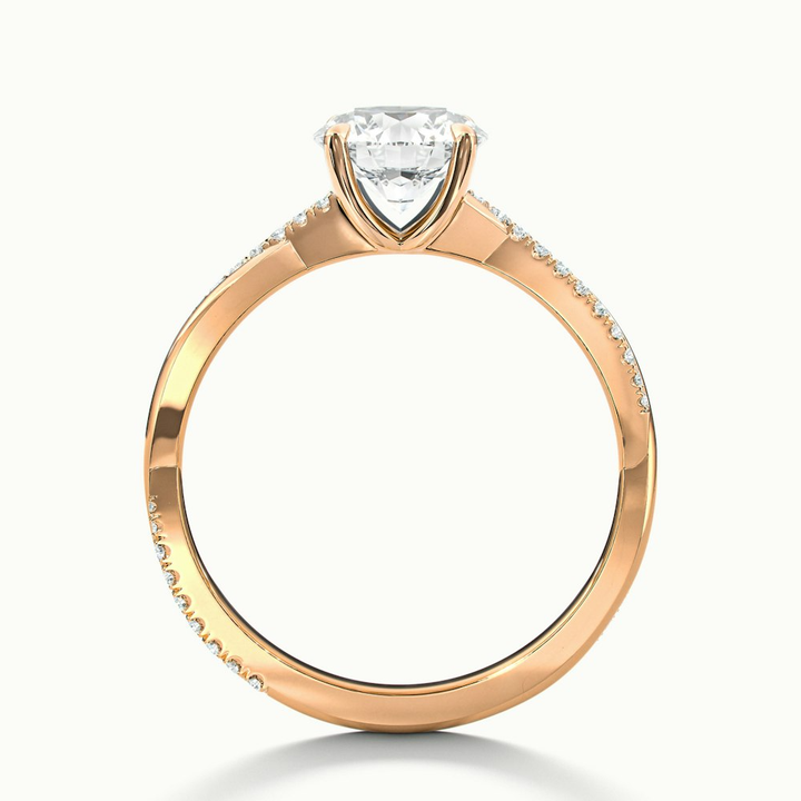 Elle 3 Carat Round Cut Solitaire Scallop Lab Grown Engagement Ring in 10k Rose Gold