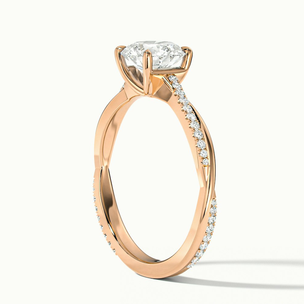 Elle 3 Carat Round Cut Solitaire Scallop Lab Grown Engagement Ring in 10k Rose Gold