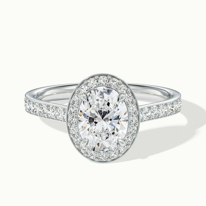 Erin 5 Carat Oval Halo Pave Lab Grown Engagement Ring in 18k White Gold