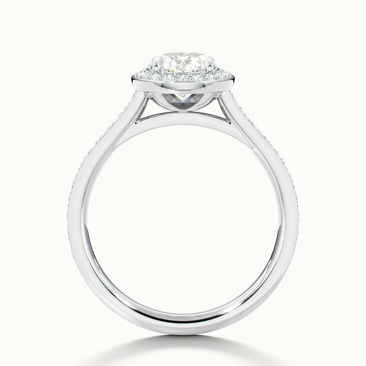 Emily 5 Carat Oval Halo Pave Moissanite Diamond Ring in 18k White Gold