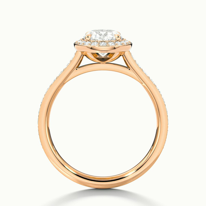 Erin 2 Carat Oval Halo Pave Lab Grown Engagement Ring in 14k Rose Gold